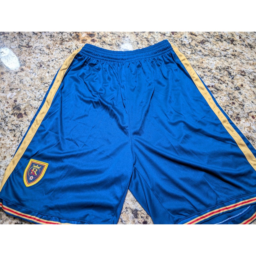 Adidas Real Salt Lake MLS Soccer Shorts Blue Gold Mens XL Fits Like Large